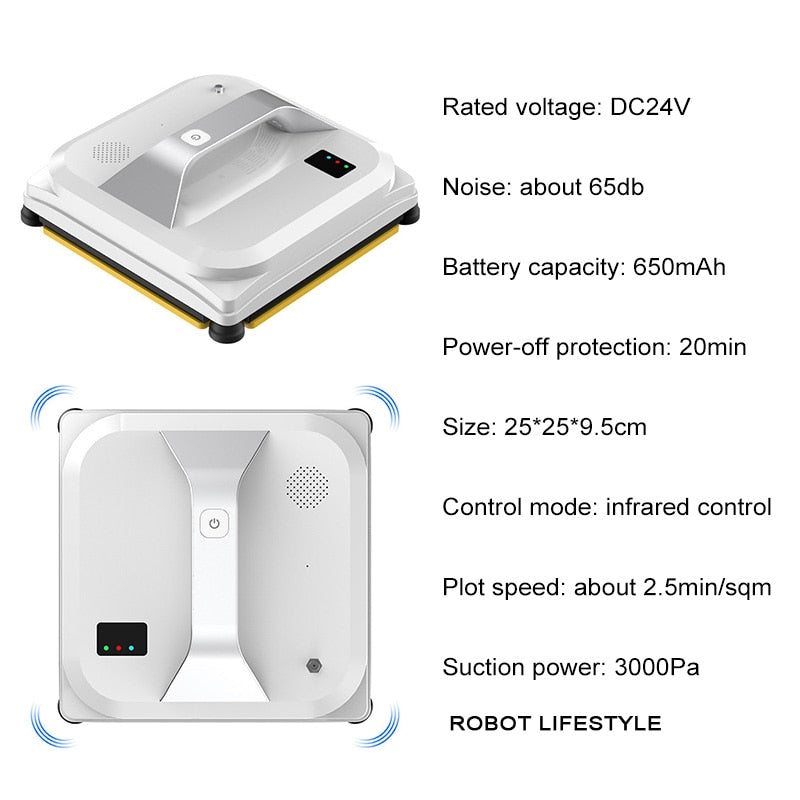 Smart Robot Window Cleaner | Robotic Washer for Frameless Glass | 3000Pa | RoboWindow.com