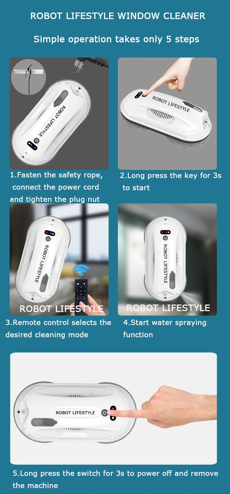 Robot Glass Cleaner | Automatic Water Spray Robotic Window Washer | RoboWindow.com